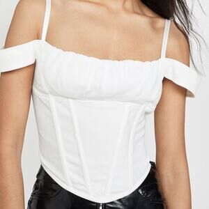 NWT I.Am.Gia. White Bridget Off The Shoulder Corset Boning Top Back Zip S